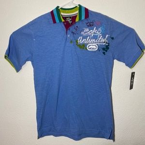 Ecko Unlimited Mens Medium Blue SS Polo Shirt